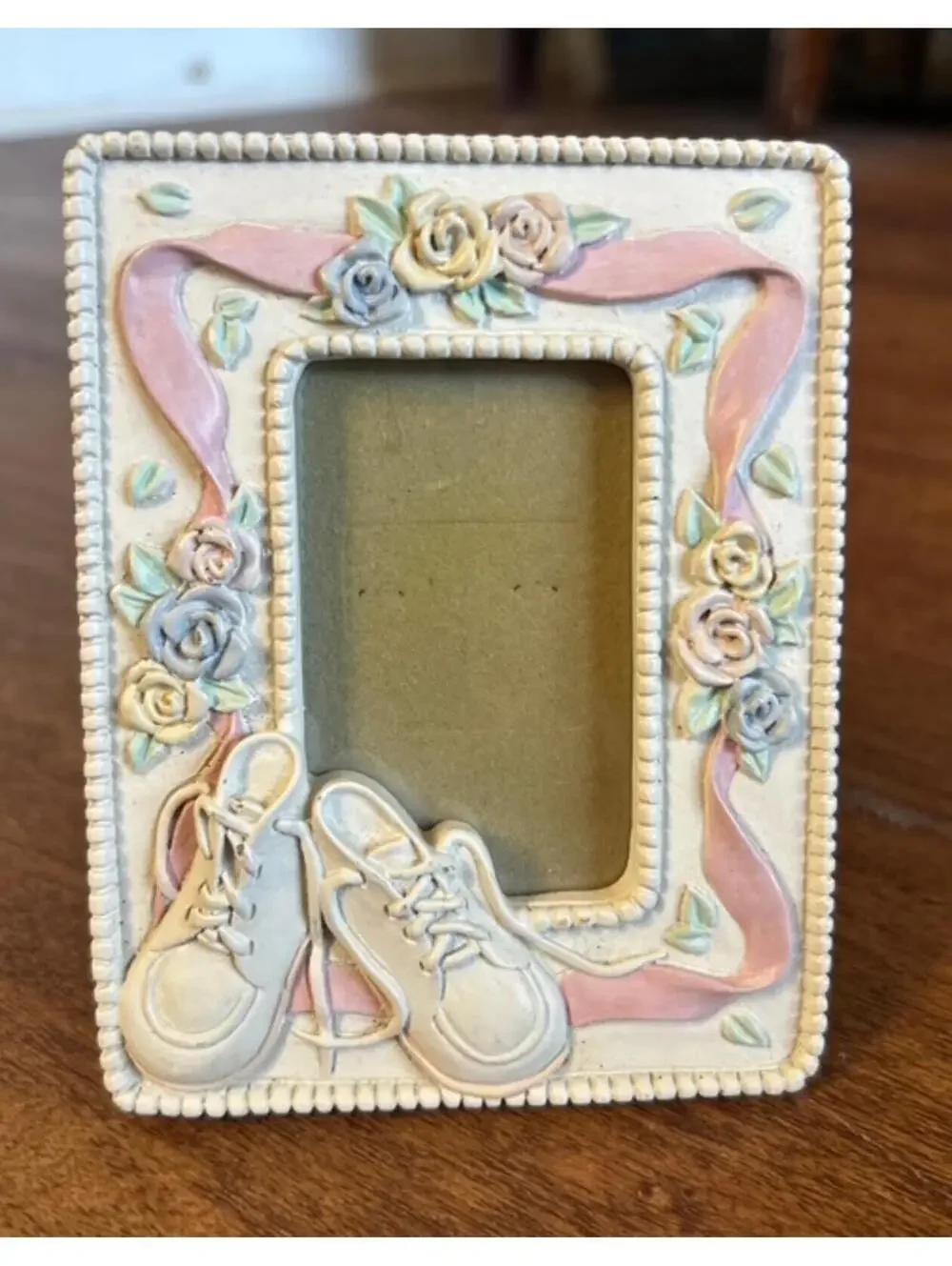 Decorative Baby Shoes Photo Frame with Floral Design